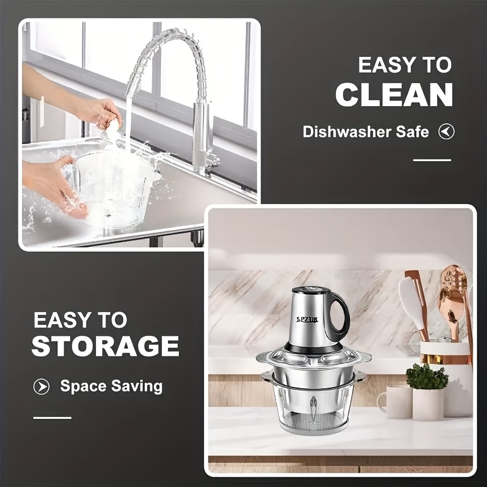 101 45oz 3  processor electric with 2 bowls 2 blades   meat grinder stainless   bowls food chopper high speed dough mixer for vegetables meat garlic fruits and nuts juicer vegetable chopper Product details 5