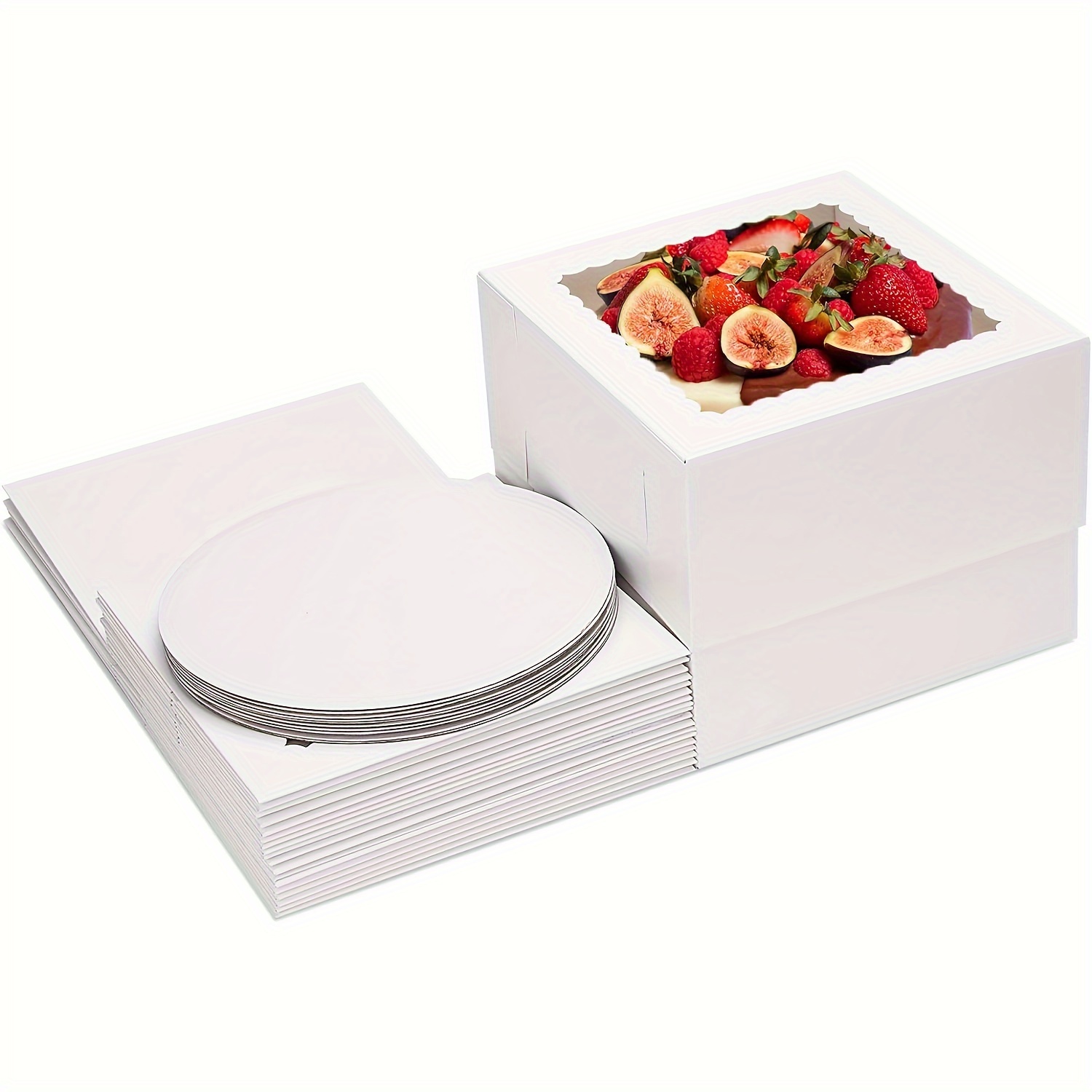 

8-pack Elegant White Cake Boxes With Window - Multi-layer Bakery Boxes For Gifts, Perfect For Christmas, Mother's Day, Graduation & More