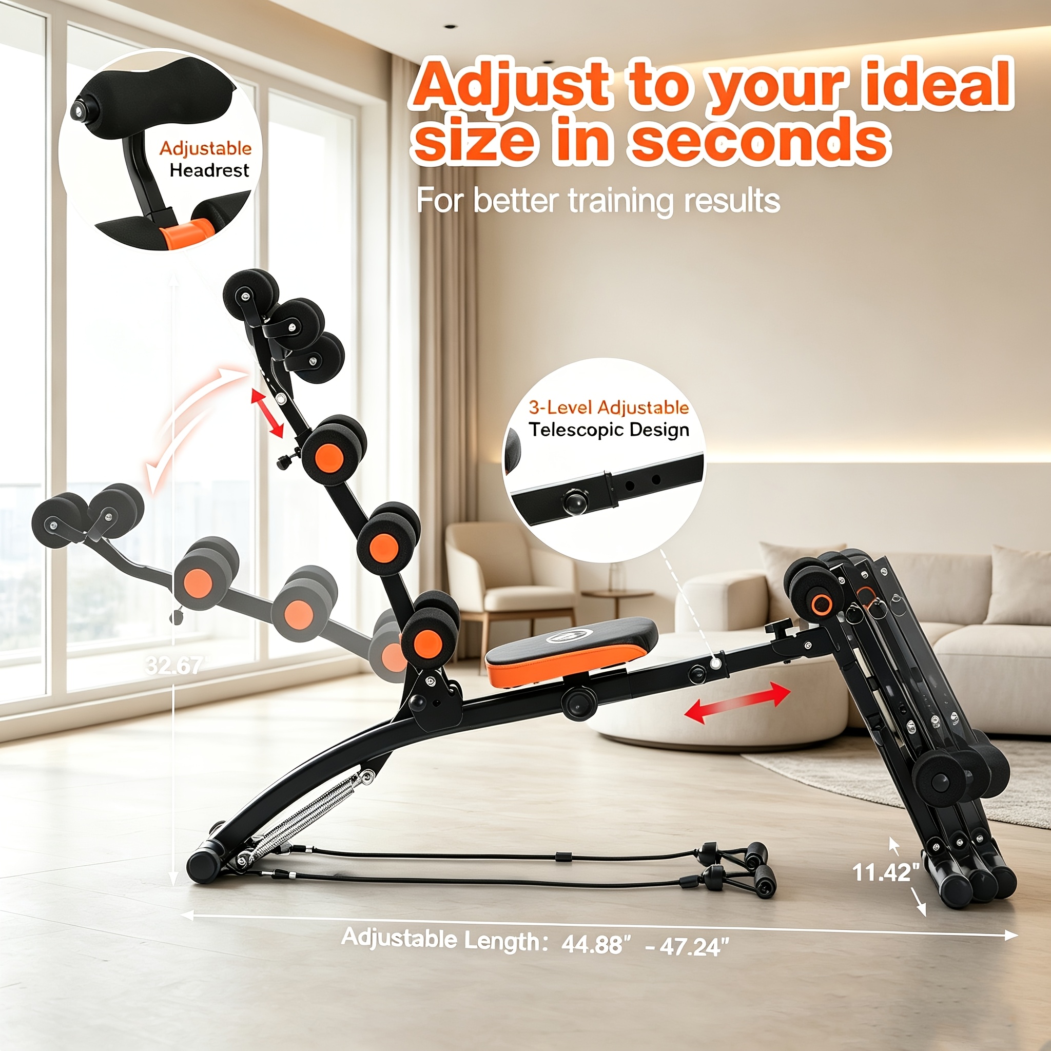 Image of Multi-functional Segmented Fitness Machine, Adjustable Headrest, Abdominal Exercise Machine, Home Exercise, Abdominal , Lounge Chair Exercise Chair, Suitable For Indoor And Outdoor Use