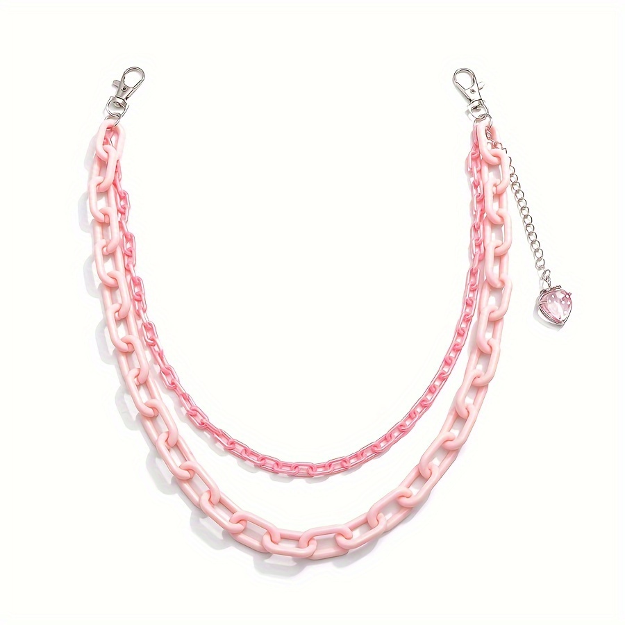 trendy pink double layer acrylic strawberry pendant waist  display picture 2