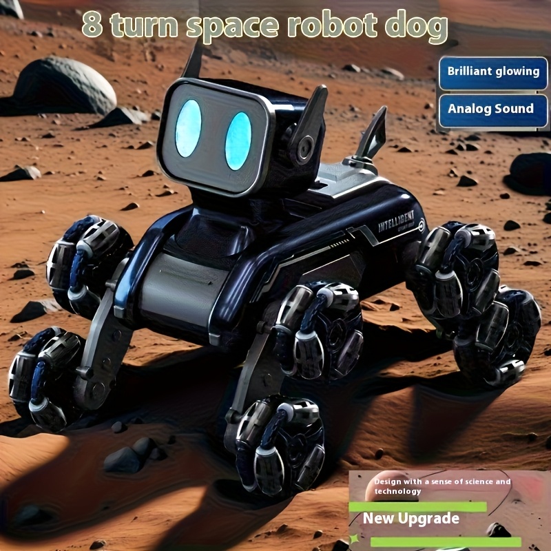 TEMU Robot Chien Mécanique 2025 le Plus Récent avec Télécommande et Traction Intégrale à 8 Roues, Convient pour Fêtes, Spectacles de Cascades - Jouet