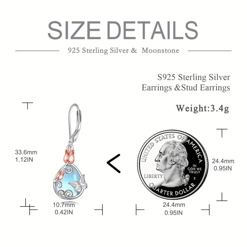 leverback earrings 925 sterling flower dangle earrings teardrop jewelry birthday gifts for women Product details 4