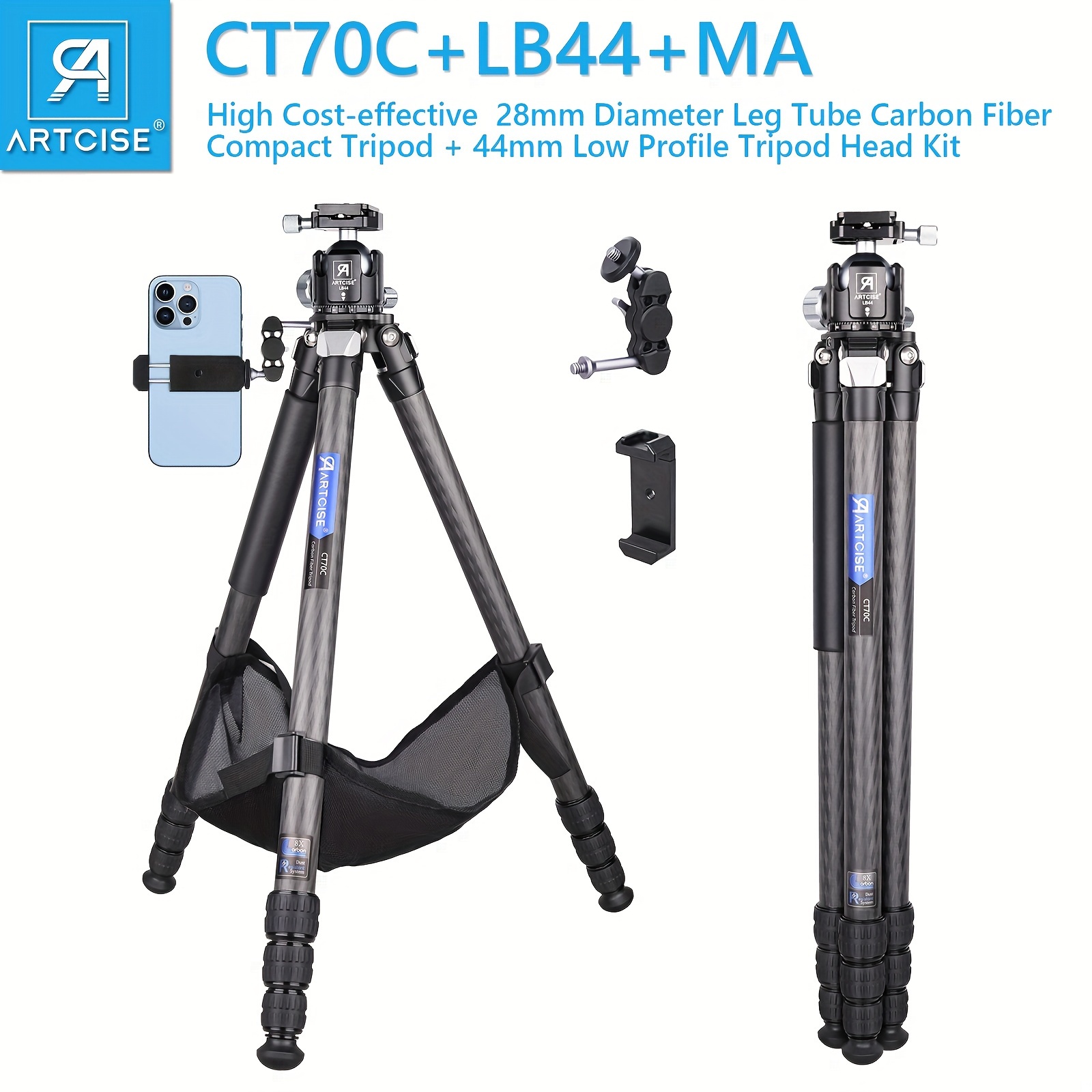 carbon fiber tripod low profile ball head stone bag Temu