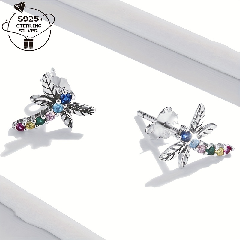 Women's 925 Silver Colorful Dragonfly Inlaid with Synthetic Zirconia
