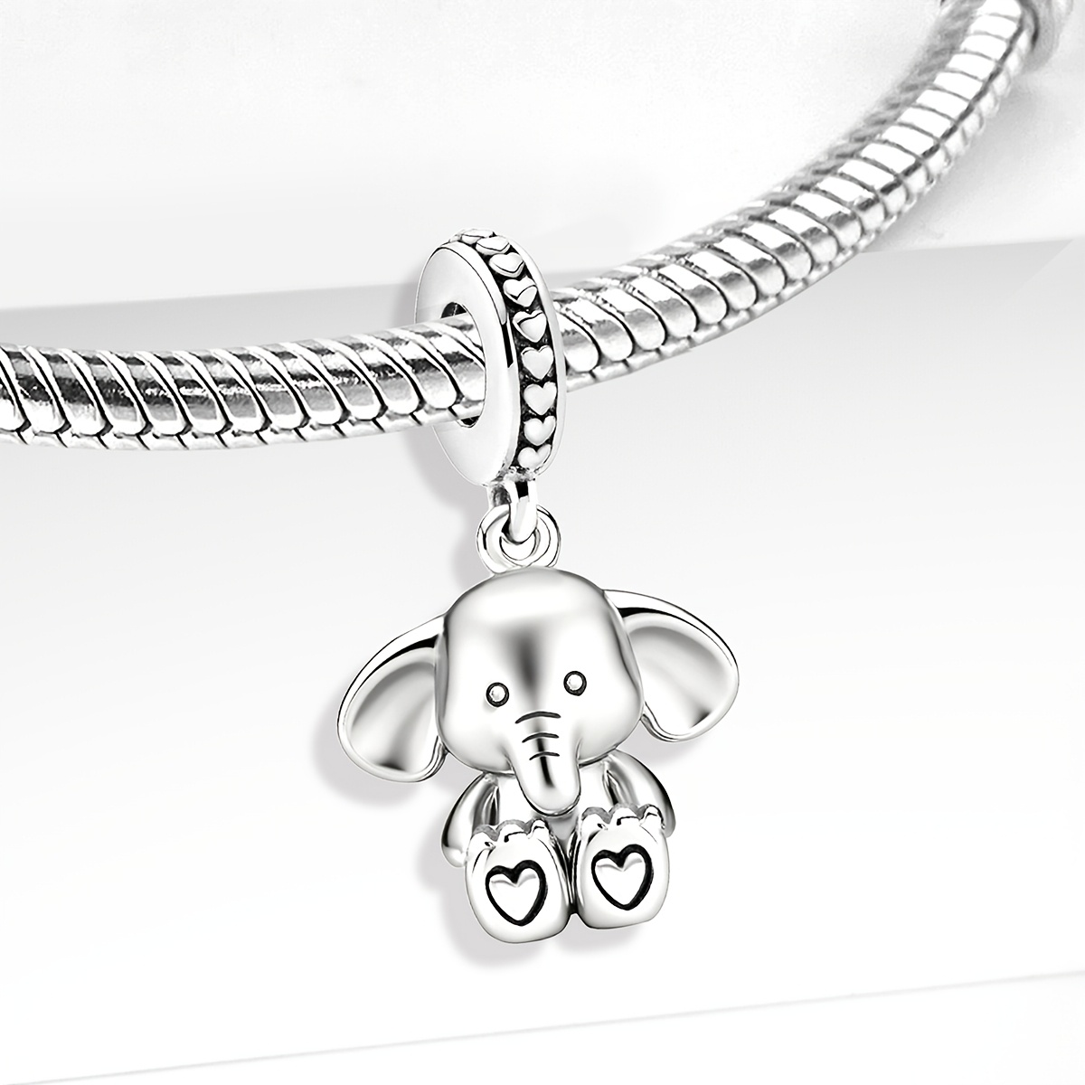 Sitting Elephant DIY Pendant, 925 Silver Plated