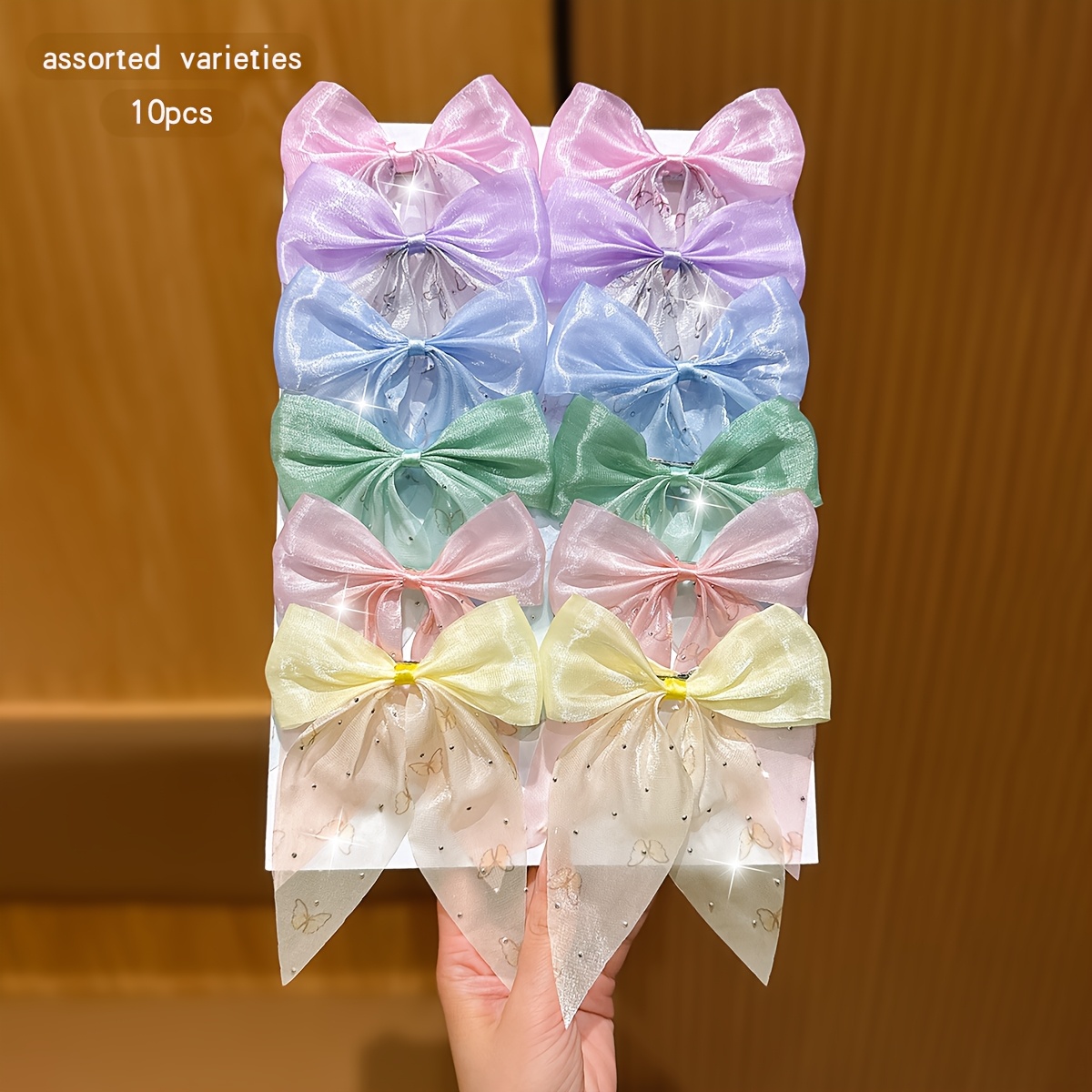 TEMU 10pcs Set Of Colorful Random Bow Hair Clips, Hair Accessories Suitable For Daily Wear