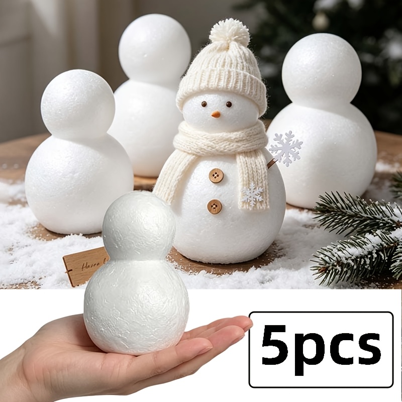 TEMU 5pcs Eps Snowman Blanks Set, Christmas Styrofoam Snowman Blanks, Hand-wrapped Floral Base Creative Decorative Model Materials, Snowman Blanks,