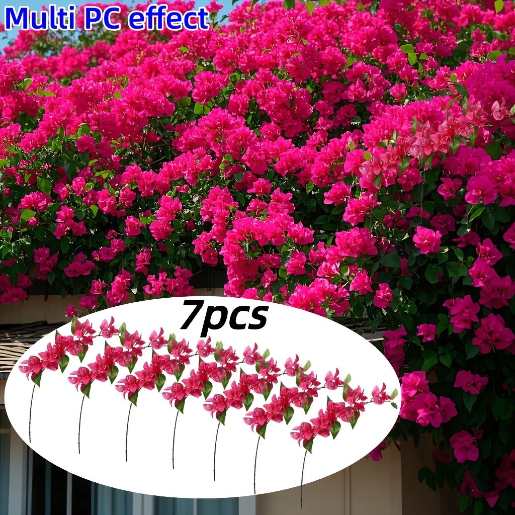 Image of A Set Of Synthetic Bougainvillea Vines - Durable Artificial Flowers, Ideal For Home Decor, Weddings, Engagements, And Garden Decoration - Perfect For Thanksgiving And Valentine's Day