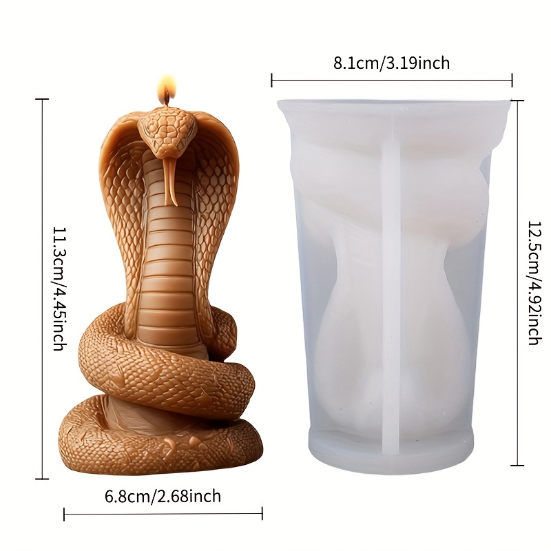 Image of -shaped Candle Silicone Mold - The 's Head Is Raised With Its Tongue Flicking, The Body Has Clear Textures, Heat-resistant (up To 280°c/536°f), Easy To Demold, Compatible With Soy Wax/plaster/resin