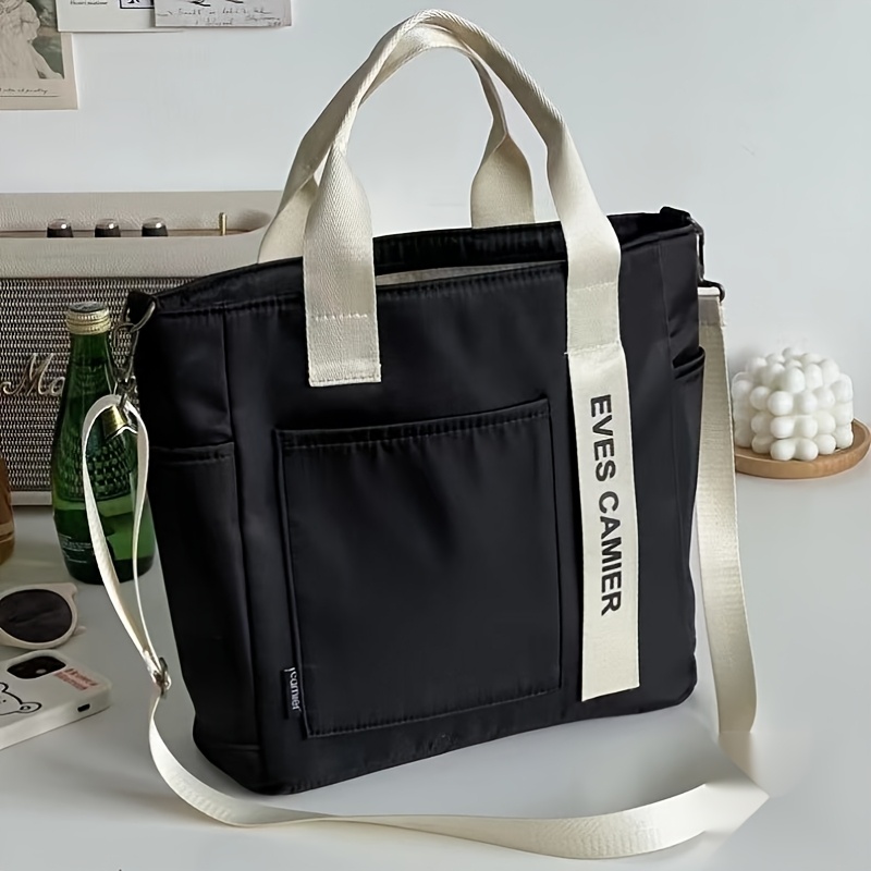 

Sac fourre-tout Eves Camier de grande , sac à main à plusieurs poches avec bandoulière réglable pour les et , et l'utilisation quotidienne - Beige/Noir