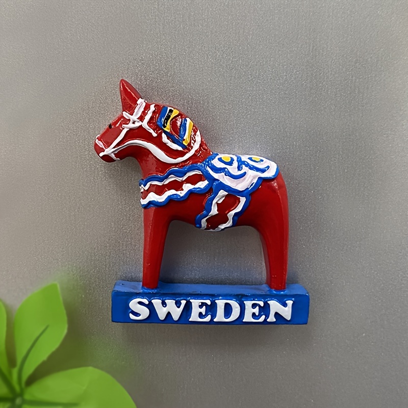 Swedish Dalarna Horse Magnetic Sticker - Festive With Blue And White Tones - Home Decor, Office, Kitchen, Dining Room, Ideal Gift For