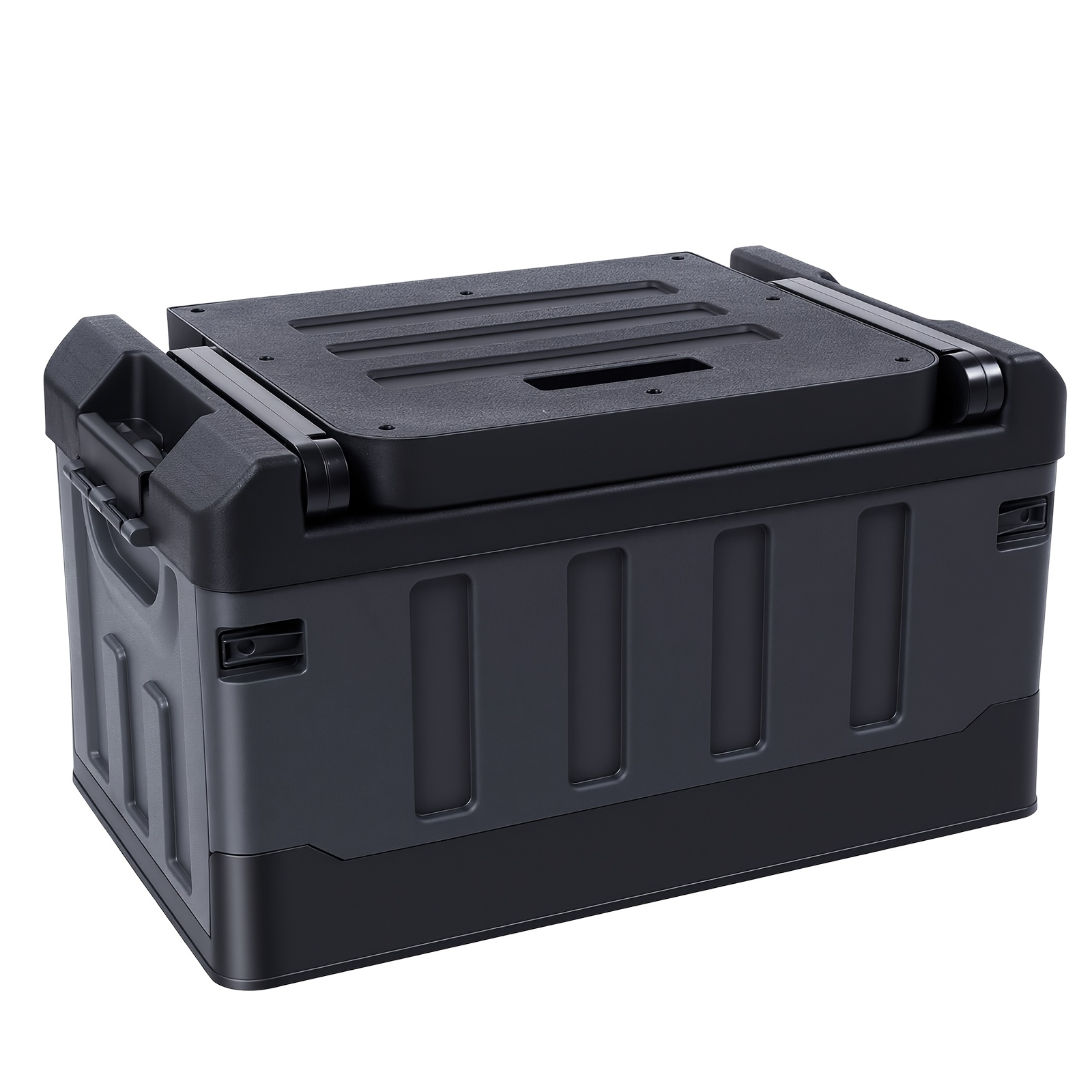 Gray-black 2-in-1 Foldable Storage Box With Seat | 60l Large Capacity Outdoor Camping Box | With High | Used As A Seat/picnic Table | Portable Storage