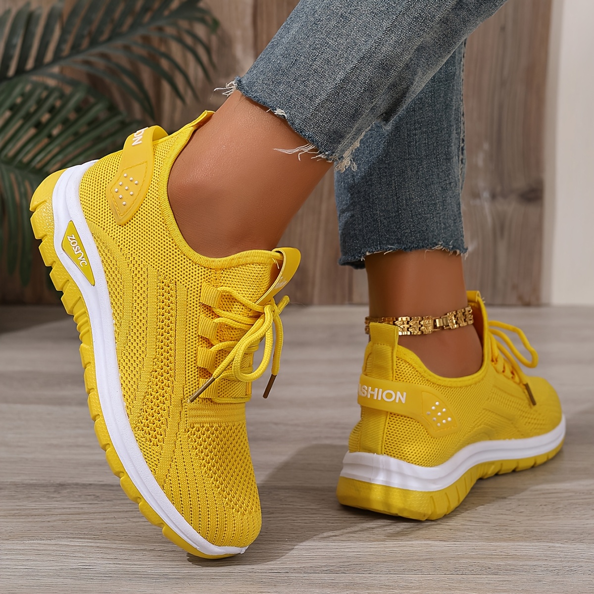 Women's White Breathable Mesh Running Shoes - Comfortable Low-Top Sneakers with Rubber Sole for Travel, Vacation & Casual Wear, Sleek Shoe Design | Cushioned Support