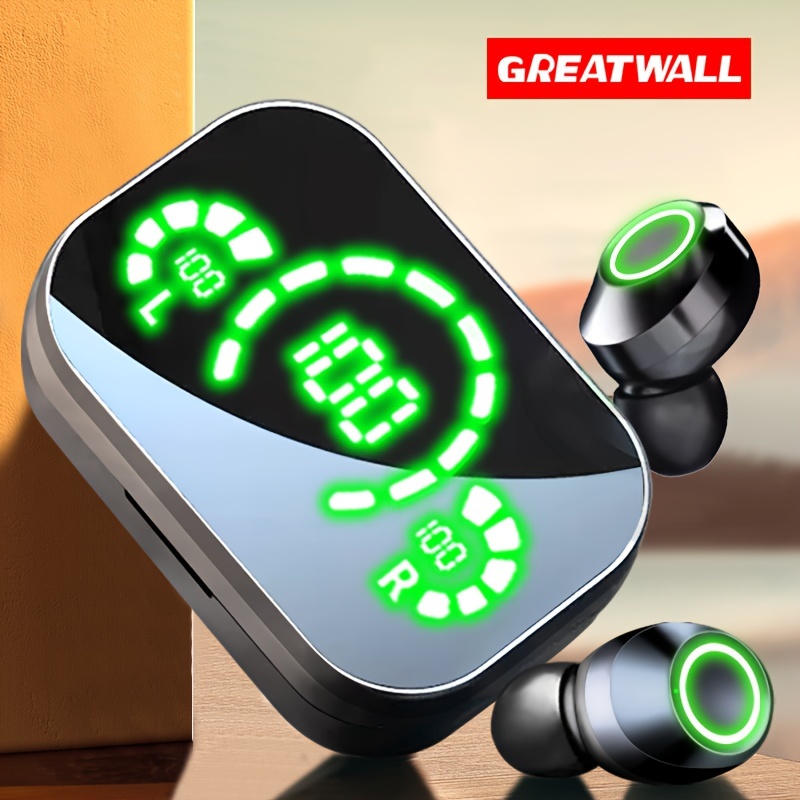 

Greatwall Tws Wireless Earphones Hifi Music Stereo Headphones Led Power Display Touch Control Sport Earbuds With Built-in Microphone Hd Call Charging Box Can Be Used As A Mirror