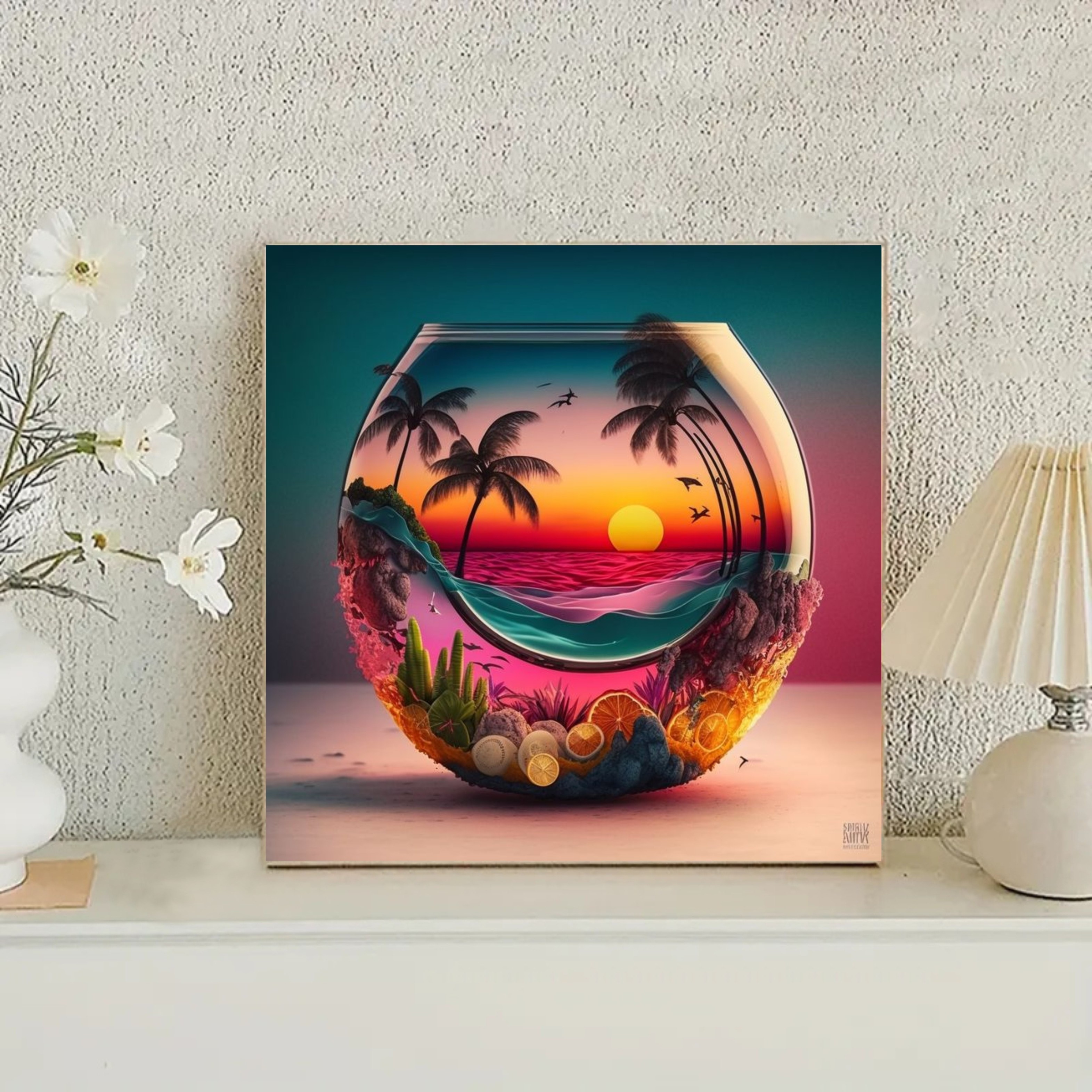 TEMU Peinture Diamant - Un panneau cadre représentant un paysage dans une bouteille d'eau, un kit de peinture d'art diamant 5D pour adultes, complet