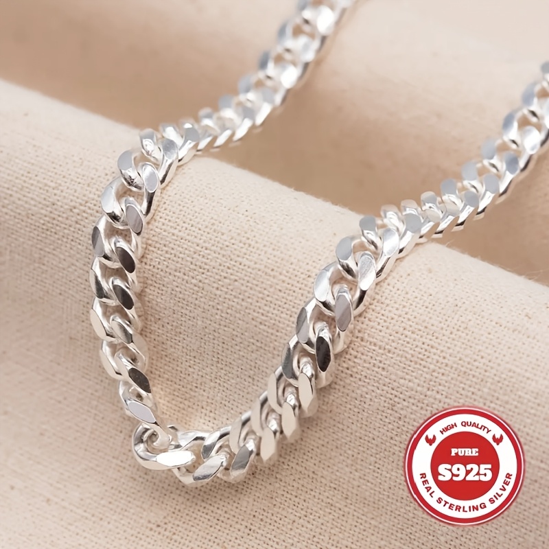 TEMU S925 Sterling Silver Heavy Cuban Chain, 10mm Wide, Handcrafted Heavyweight Construction, Sturdy And Durable, Suitable For Casual Attire And