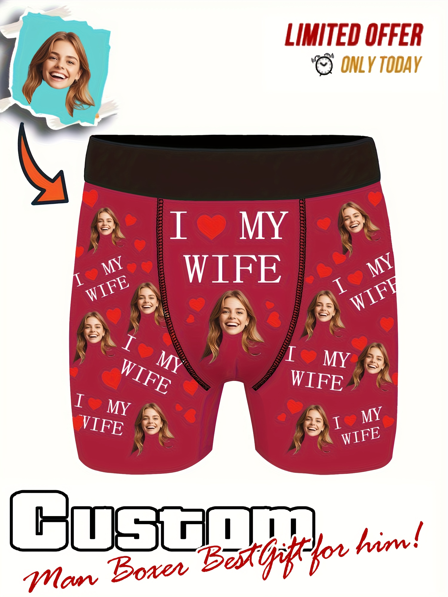 Custom Photo Boxer Briefs with Personalized Funny Romantic Gift for  Dad, Husband, Boyfriend Medium Stretch Fit, Unique