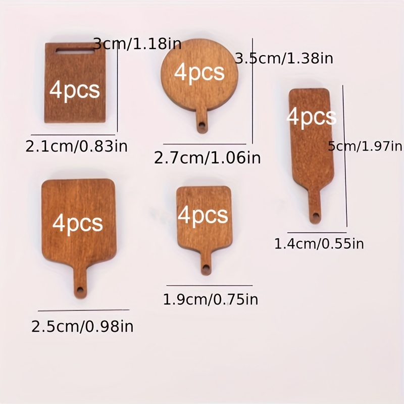 20pcs Beautiful 1:12 Scale Miniature Wooden Trays For Dollhouses, With A Fantasy Theme, Suitable For Indoor And Outdoor Settings, Perfect For Decorating During Christmas, Valentine's Day, And New Year