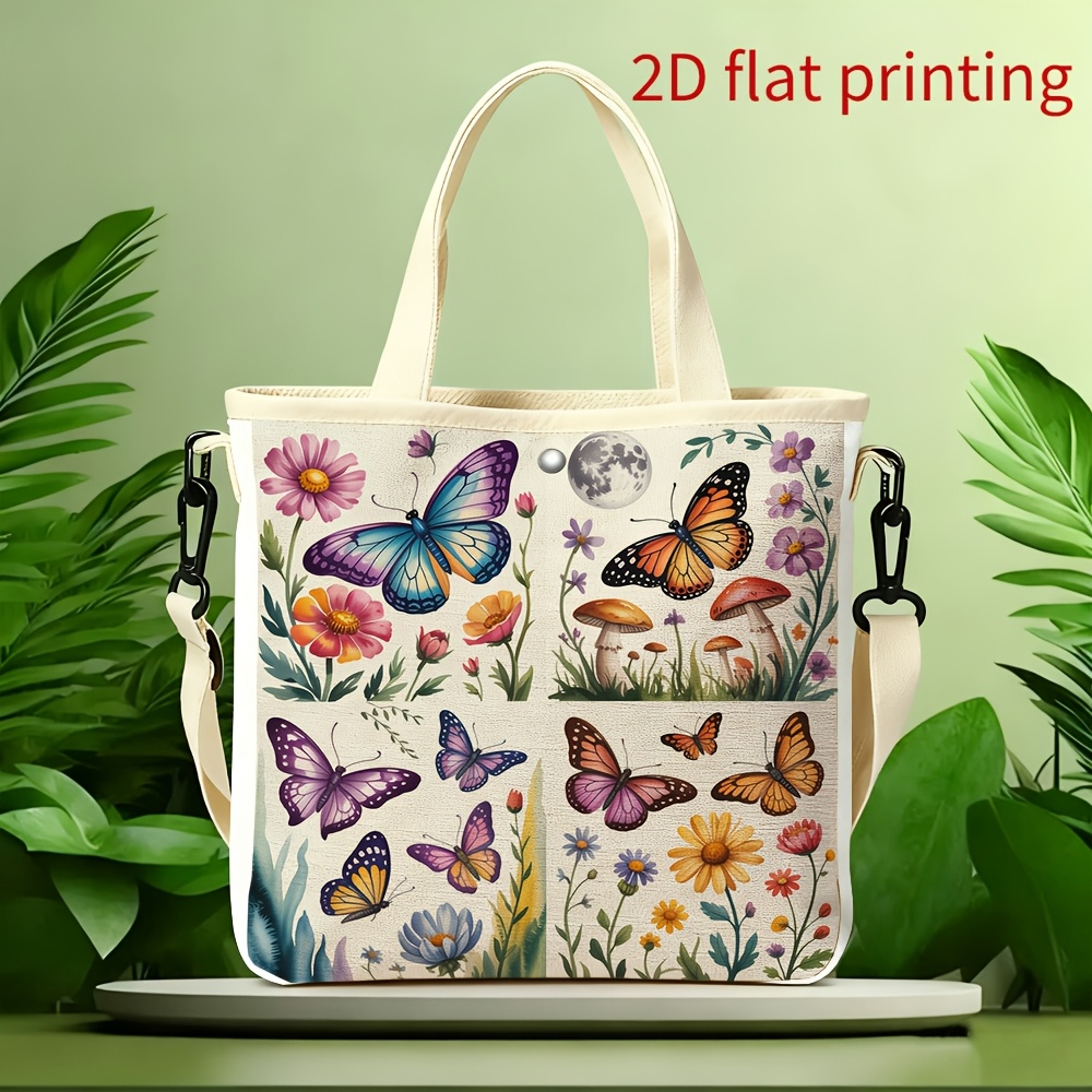 TEMU Women's Shoulder Bag (23x24x6cm) - Floral Embellishment, Fresh , Illustration , Lightweight Shoulder Bag/travel Crossbody Bag/commuter