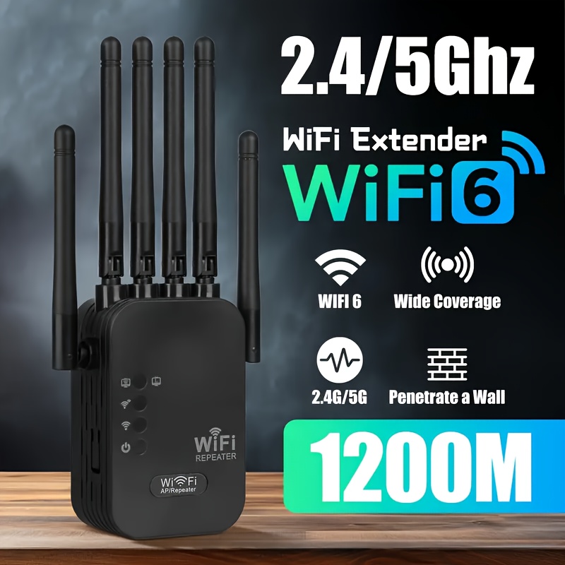 Répéteur Wifi Haute Performance 1200M pour Usage Résidentiel - Couverture de 12850 Pièces Carrées & Supporte 108 Appareils, Améliorateur d'Internet Longue Distance avec Port Ethernet, Installation Facile, Fréquence 2.4Ghz, Alimentation 100-240V