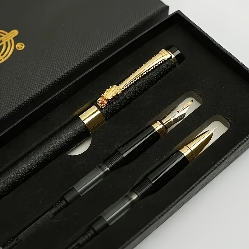 TEMU Luxury 3pcs Pen Set With , Ergonomic Metal Writing Pens With Click-off , For Calligraphy And Use