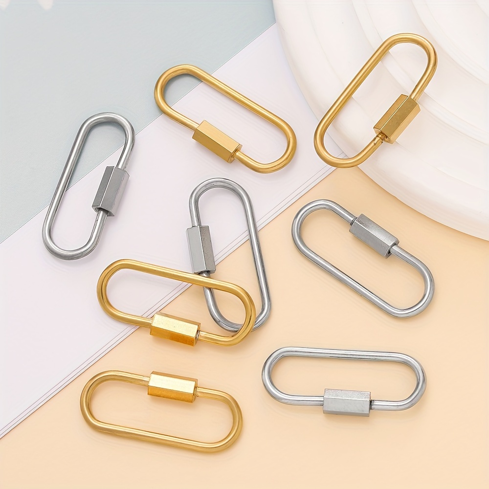 

5pcs Stainless Steel Keychain Clips - Multipurpose D-ring Locking For Camping, Hiking, Ring Findings