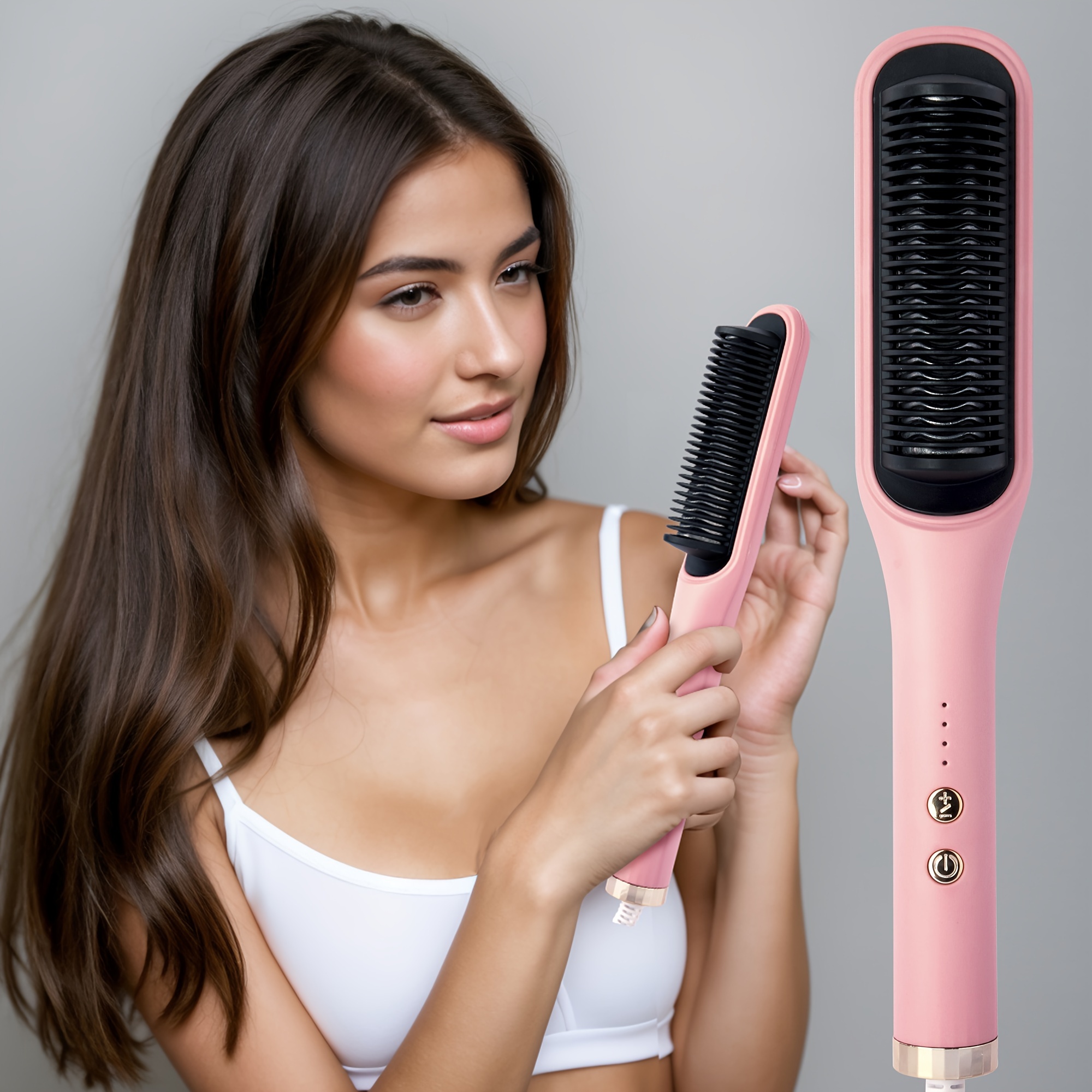 

Ceramic Straightening Brush, Fast Heating Hot Air Comb, Travel-friendly Hair Straightener For Women