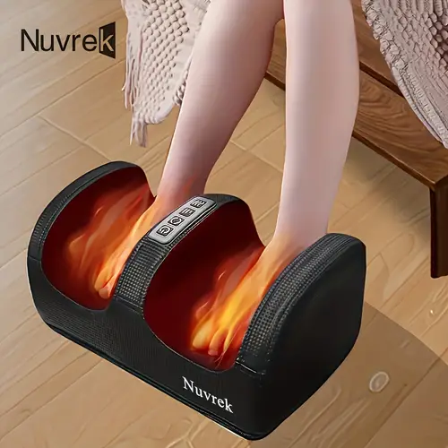 nuvrek foot massager for circulation and relaxation foot massager machine for relaxation with heat fathers day gift mothers day gift feet massager foot massager with heat and compression sleek massage device easy to clean materials wellness enthusiasts busy professionals