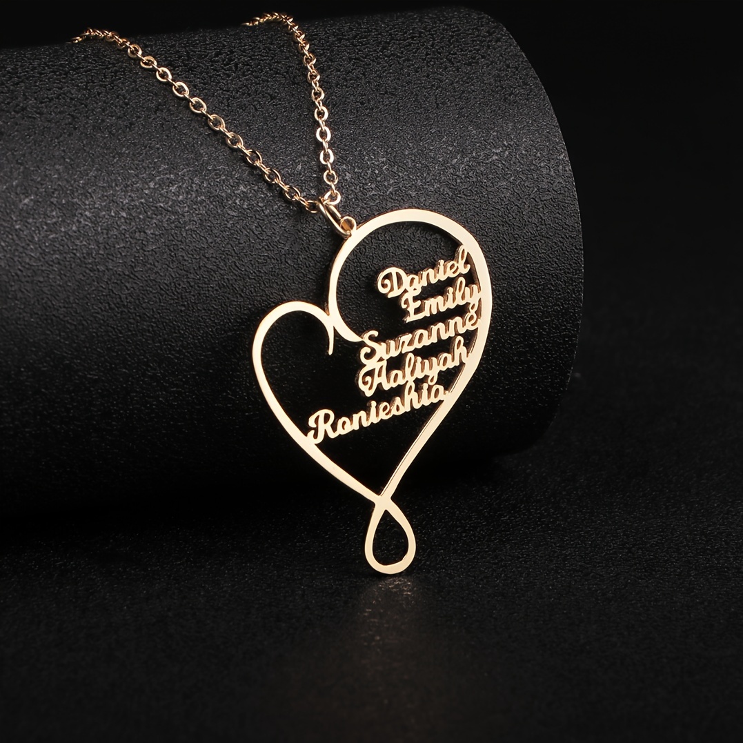 

Customized Hollow Out Love Heart English Text Pendant Necklace Simple Style Neck Chain Jewelry Decoration (only English)