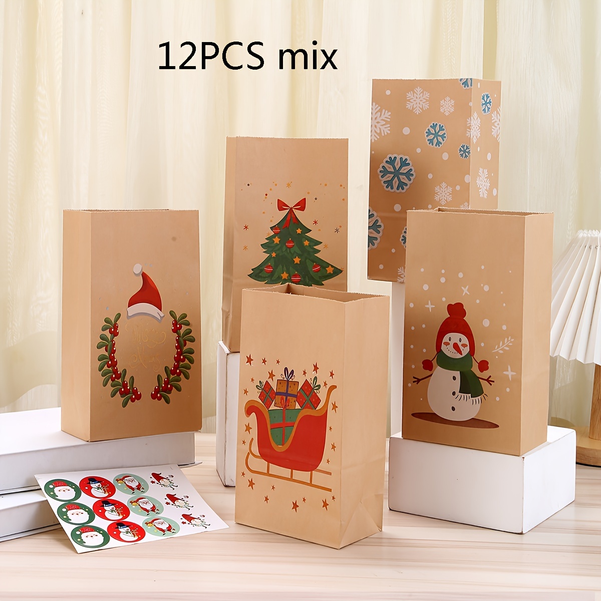 10/12pcs 24*13*8cm Christmas Paper Santa Gift Bag Gift Bag