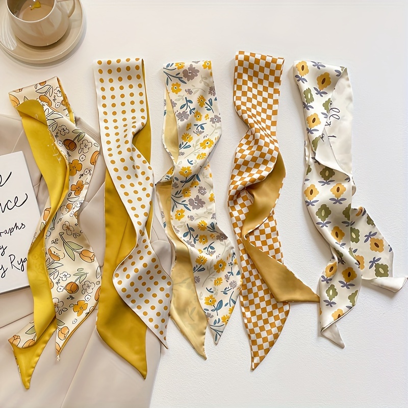 Image of Yellow- Gentle Colors Spring Summer Fall New 2023 Multi-functional Decorative Small Ribbon Women's French Hair Band Scarf Bag
