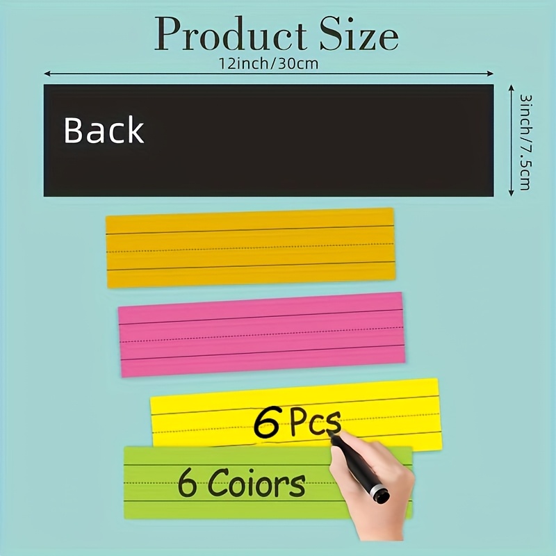 TEMU 6pcs/12pcs/ Magnetic Sentence Strips, Magnetic Writing Strips, 12 X 3 Inches, Dry Erase Sentence Strips, Wired Magnetic Strips, Reusable