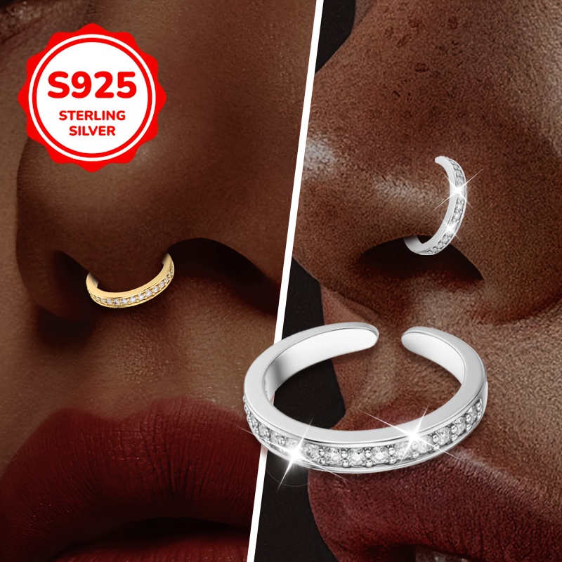 Non-Piercing Nose Stud with Synthetic Cubic Zirconia