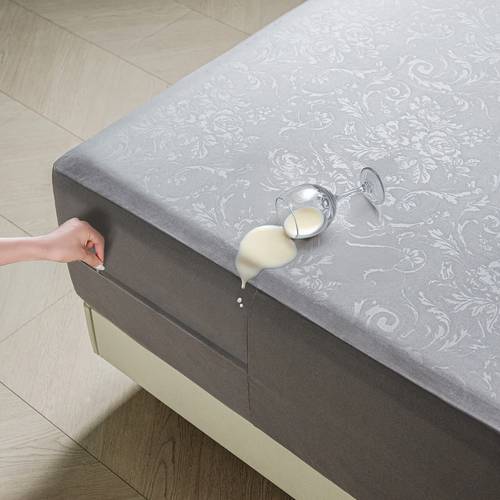 a zippered mattress cover fully waterproof on all six sides featuring a luxurious pattern for 360 degree dust protection suitable for mattresses with of 15 20 25 30 32 38cm in white gray pillowcases not included