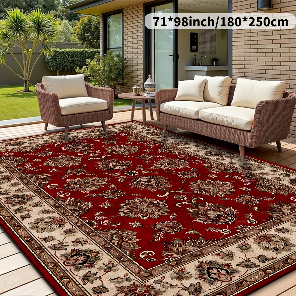 TEMU 850g/mÂ² Velvet Persian Style Mat, Non-slip And Durable Machine Washable, Suitable For Hallway/entrance/kitchen/bathroom/living Room, Luxurious