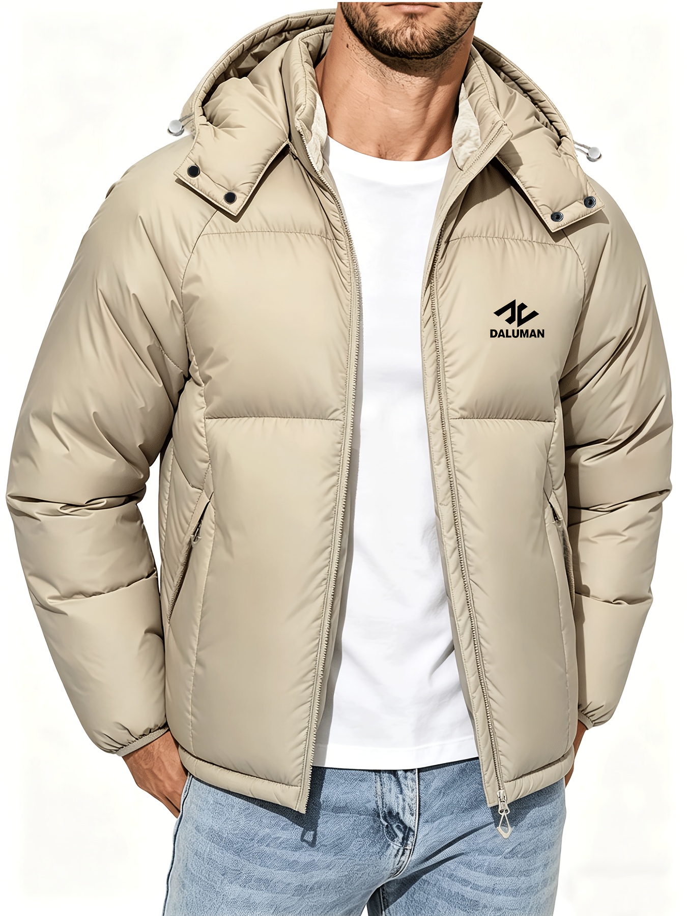 Men's Hooded Padded Jacket with Detachable Hood
