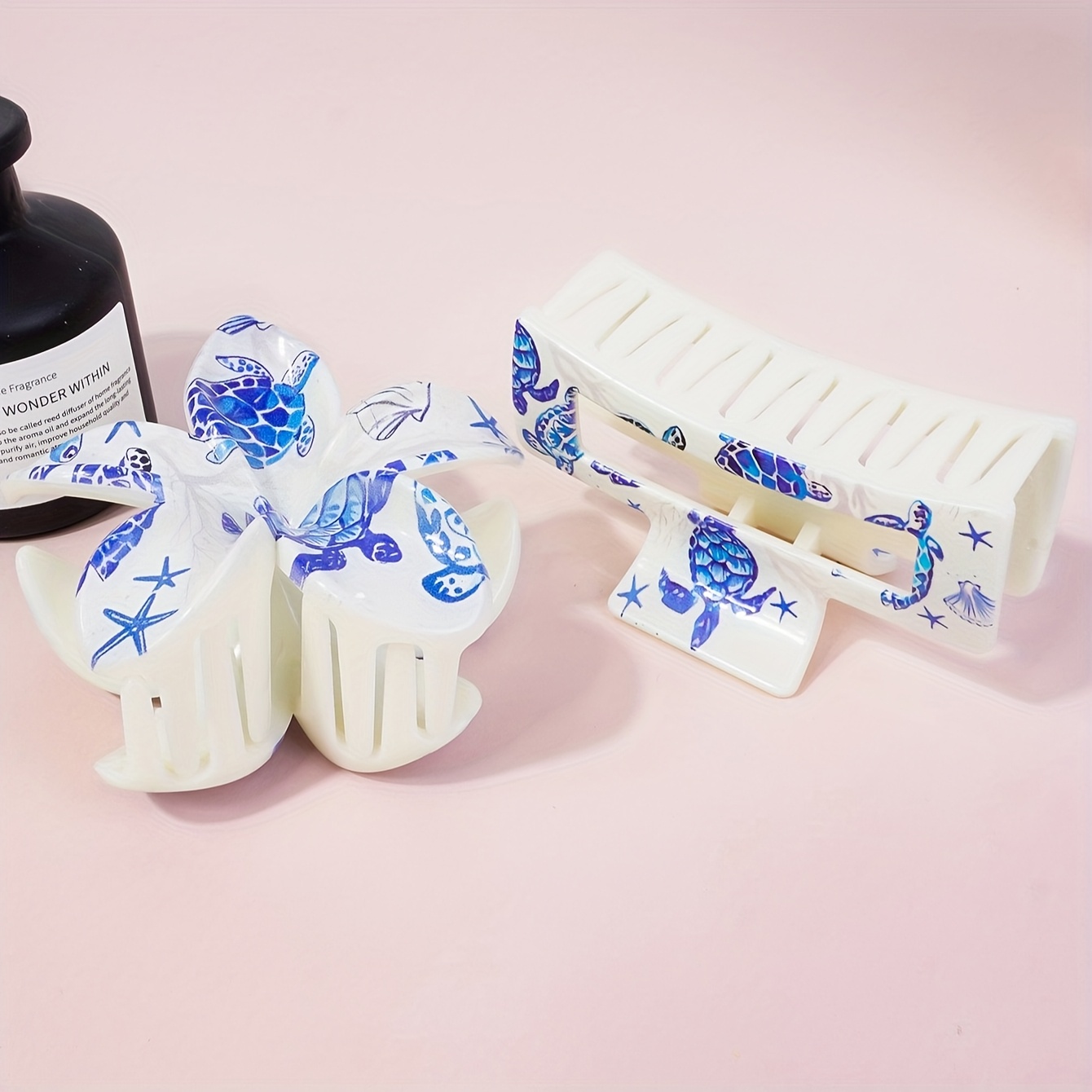 TEMU 2 pinces à cheveux grandes dimensions pour femmes avec motif tortue, pinces rectangulaires durables adaptées aux cheveux épais, pinces à cheveux