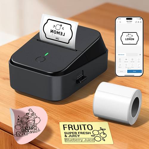 Portable Wireless Thermal Printer PM260B | 30-50Mm Wide Compatible, 48Mm Print Width | 203DPI High-Definition, Wireless & USB Connectivity | Multiple Templates And Fonts for Labels, Receipts, Photos | Assistant for Home, Office And Commercial Use