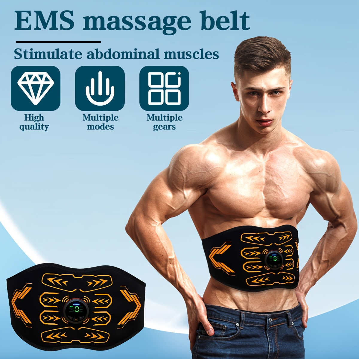 WOFLEND EMS Abdominal Massage Belt - 18 Levels, 6 Modes, USB Rechargeable Lithium Battery, Ideal for Stimulating Abdominal Muscles, Perfect Gift for Fitness Enthusiasts, Abdominal Workout Belt|Modern Design|Durable Belt, Abdominal Muscle Stimulation