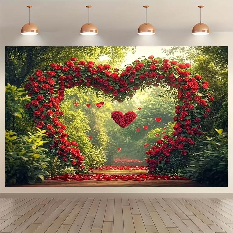 

Large Polyester Backdrop, Valentine's Day Decor, Multipurpose Indoor & Outdoor Party Photography Background, No Electricity Needed