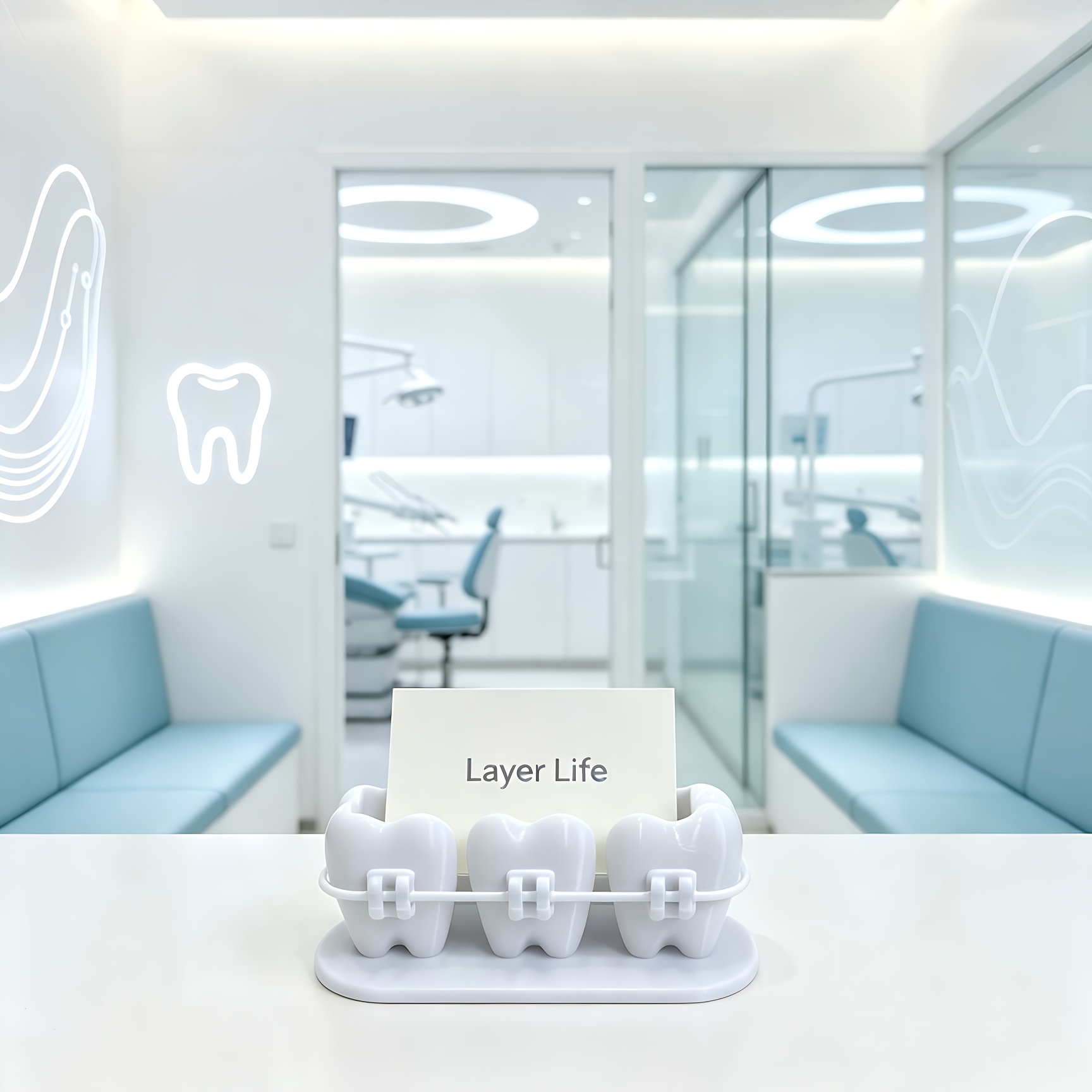 TEMU Porta biglietti da a forma di apparecchio ortodontico, organizzatore di biglietti da per reception di cliniche dentistiche, ornamento 3D a forma