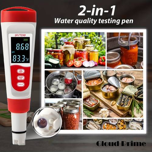 2 in 1 ph temp multifunctional ph meter battery powered ideal for water quality testing food safety laboratory use ph meter for water cloud prime