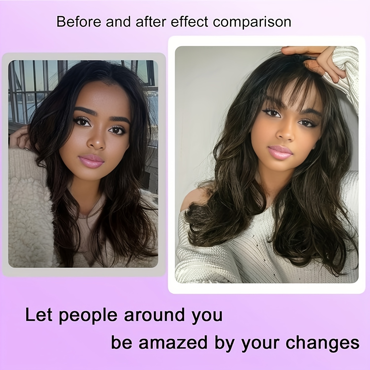 clip in bangs invisible seamless lightweight 100 human hair wispy bangs with sideburns natural curved hair extensions for women daily wear stylish look stylish hair accessory natural   lightweight hairpiece hair extensions details 4
