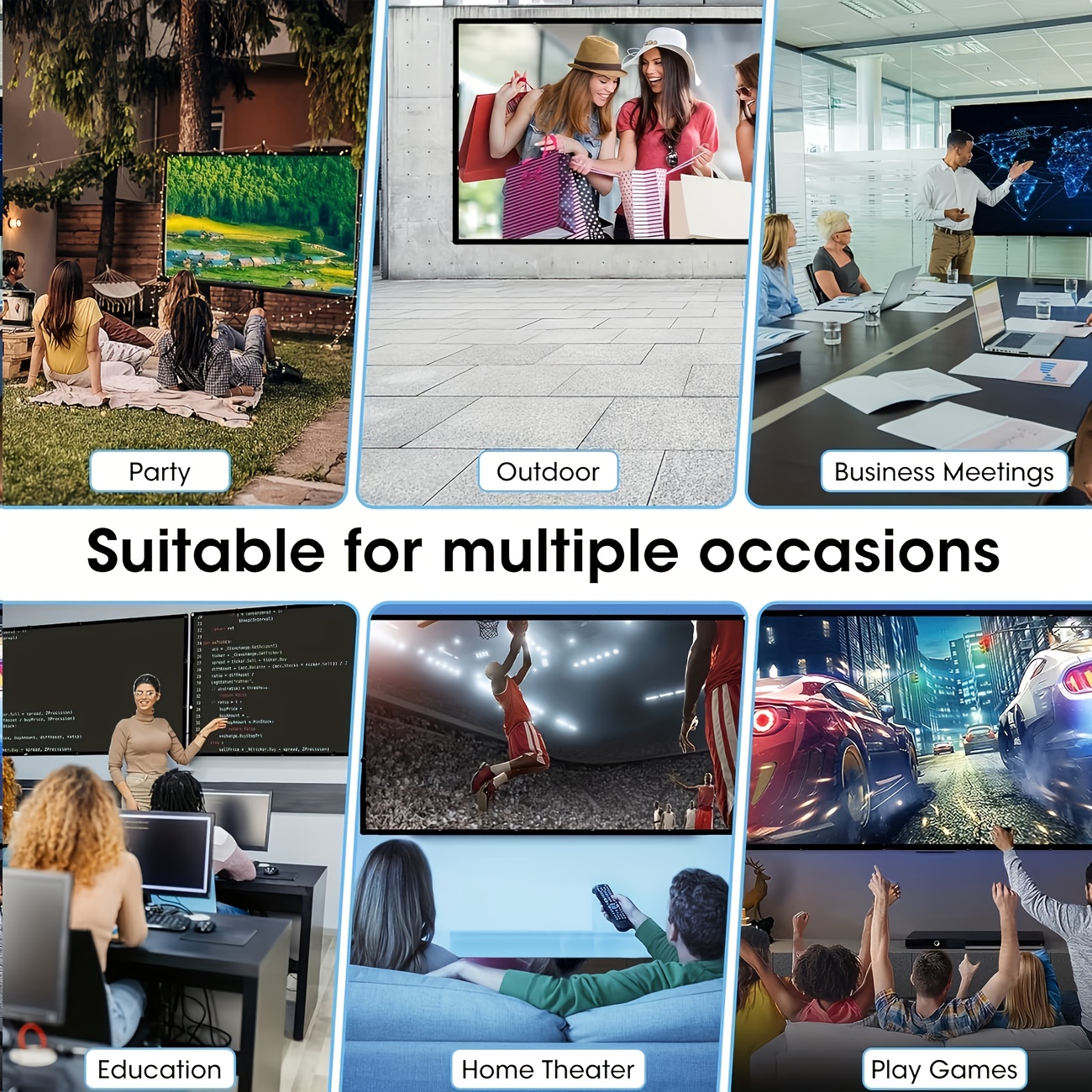 Wall Mount Projection Screen, High Definition & Wrinkle-Free