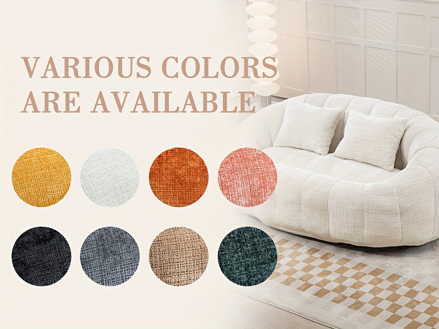 Oval Padded 2-Seat Beanbag Chairs, Upholstered Bean Bag Couch with 2 Pillows And Wrap-Around Backrest, Gaming Loveseat Sofa, Chenille Fabric Lazy Floor Beanbag Chair