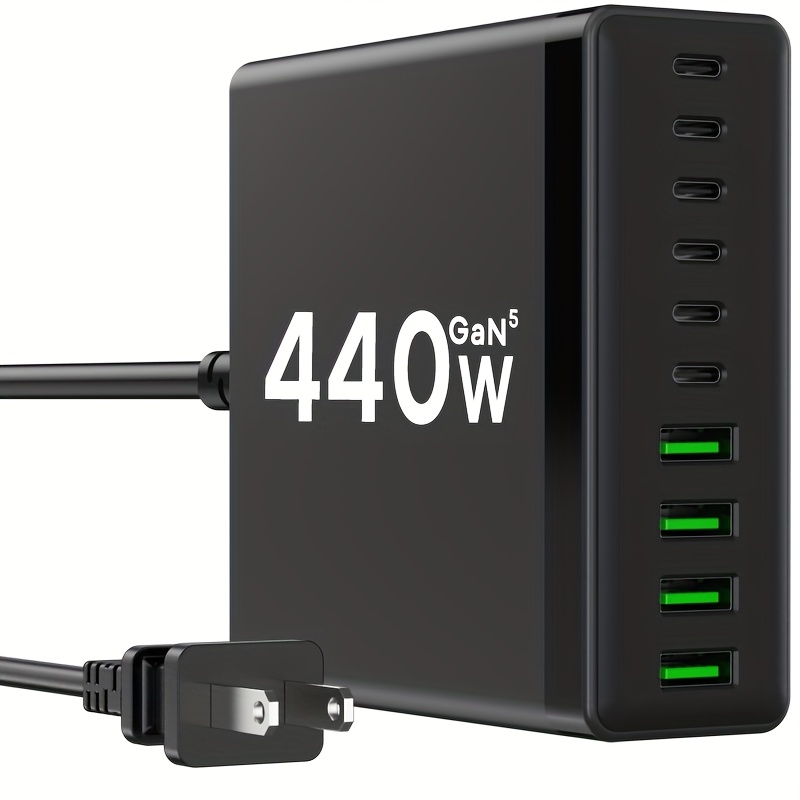TEMU Usb C Charging Brick, 440w 10 Port Desktop Travel Portable Fast Charger, Compatible With Laptop Phone, Headset Electronics Charging At Time, Pd