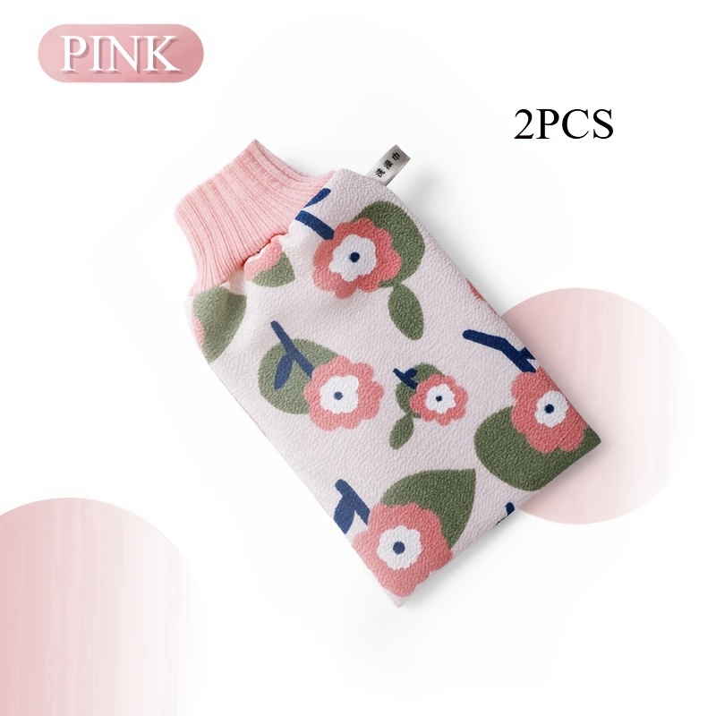 TEMU 2 gants de bain exfoliants floraux, mitaines pour le du corps, élimination des peaux mortes, accessoires exfoliants non électriques pour la