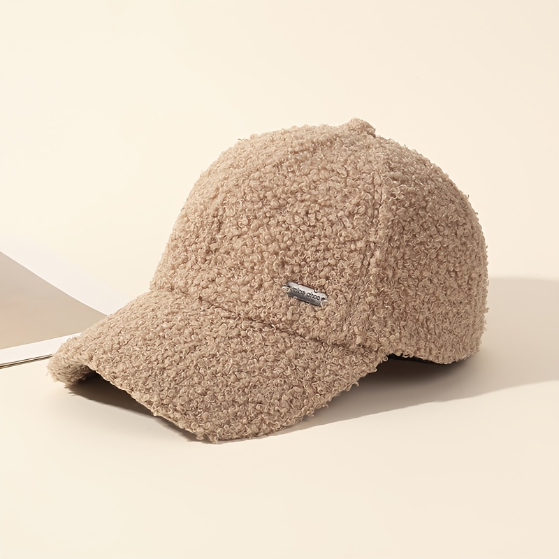 Image of Autumn And Winter Hat Women's Casual Warm Baseball Cap Korean Version Street Ladies Plush Solid Color Easy Letter Small Iron Label Easy Versatile Student Duck Tongue Hat
