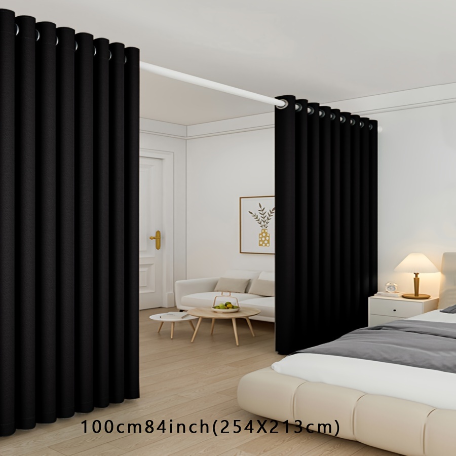TEMU 1pc Room Blackout Partition Curtain, Living Room Partition Curtain, Wall Partition Curtain, Bedroom Partition Wide Curtain, Privacy Grommet