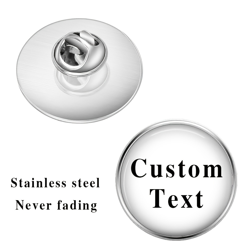 E-shop Verstellbare Metallabzeichen, die mit Ihrem gewünschten Text, Bildern oder Fotos personalisiert werden können. Robuste Pins, ideal zum Anbringen